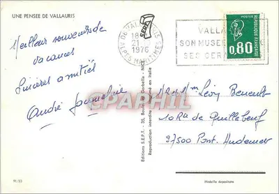 Vallauris — widok kaplicy i ceramiki — Wydawnictwo S.E.P.T. nr 91/53 — Rewers