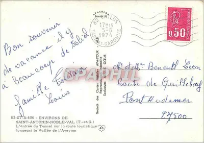 Wejście do tunelu na trasie turystycznej — Saint-Antonin-Noble-Val (Tarn-et-Garonne) — Société des Cartes Postales APA-POUX — Rewers