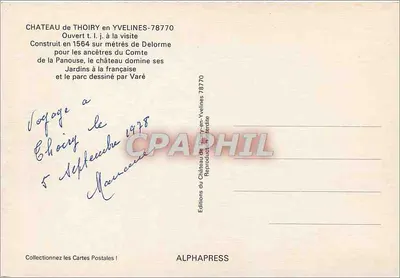Castelo de Thoiry — Yvelines — Éditions du Château de Thoiry-en-Yvelines 78770 — Verso