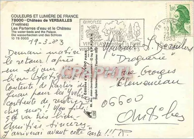 Zamek w Versailles — Parterres d'eau i Zamek — Yvlon, wydawca — Rewers