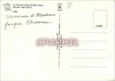Le Collet d'Allevard — Mont Blanc, Monts Jura — Editor CELLARD, N.6653 — Verso