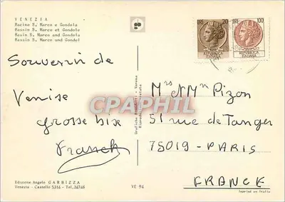 Wenecja - Bacino di San Marco i Gondole — Wydawnictwo Angelo Garbizza, nr VE 94 — Rewers