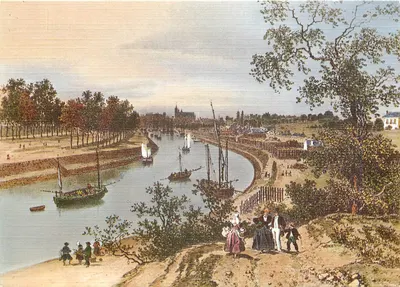 Vista do canal de Nantes a Brest — Lithographie Bretagne Ancienne — LC 62 - VANNES