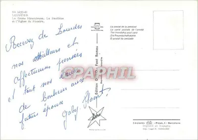 Lourdes — Grot van het Rosarium en Basiliek — Uitgave DINO, Font Romeu — Achterkant