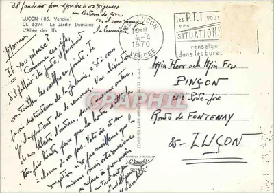 Jardim Dumaïne — A Avenida dos Ifs — Impressor Combier (71, S.A.L.) — Verso
