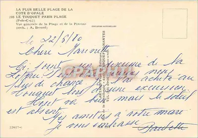 A Praia de Le Touquet — Vista geral da praia e da piscina — Artand Frères, Nantes — Verso