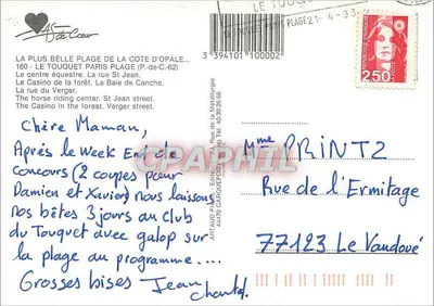 Le Touquet-Paris-Plage — vista do vilarejo, praia e estábulo — Verso