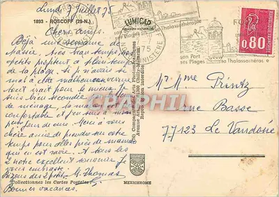 Roscoff — Vista geral e N.-D. Kroaz-Baz (1550) — Cure Iodée — Verso