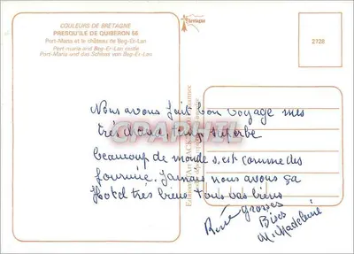 Quiberon — Port-Marie e castelo de Beg-Er-Lan — Edição Art ACK 2000 — Verso