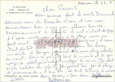 A Catedral e os muros — Quimper (29) — Les Éditions Marne déposée — Verso