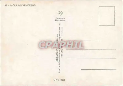 Młyn Vendéens — Vendeé — wydawca ARTA UD Frères — Rewers