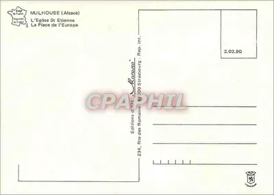 Mulhouse — Kościół św. Etienne i Plac Europy — Éditions des Romains — Rewers