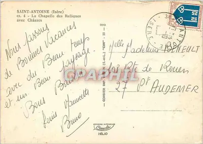 Saint-Antoine (Isère) — Capela das Relíquias com Câssulas — Cimy — Verso