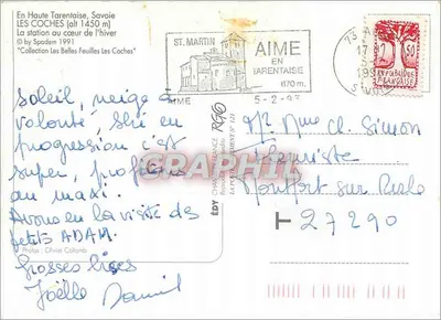 Les Coches — Savoie, Francja — Spadem 1991 — Rewers