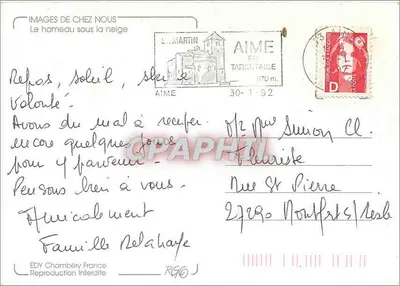 Hameau pod śniegiem — Aime w Tarentaise — Wydawca ÉDY Chambéry — Rewers
