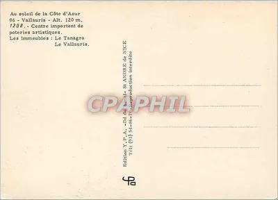 Vallauris — Ważny środek produkcji ceramicznej — Wydanie Y.P.A. - Wyd. Var - St ANDRE — Rewers