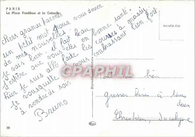 Paris - Place Vendôme e a Coluna — edição italiana, n°39 — Verso
