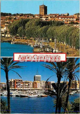 Agde-Cap d'Agde — vista do porto e da cidade — Edições S.L. - 69100 Villeurbanne