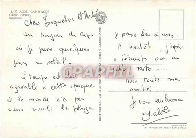 Agde-Cap d'Agde — vista do porto e da cidade — Edições S.L. - 69100 Villeurbanne — Verso