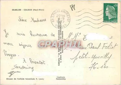 Colmar — Alzacja — wydawca Wydawnictwo 'La Cigogne' — Rewers