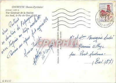 Gourette (Basses-Pyrénées) — Vista Geral da Estação — Edições Claude Rolon, Impressor — Verso