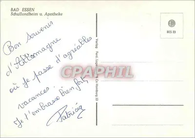 Bad Essen — Schullandheim u. Apotheke — Verlag Ferd. Lageschäfer & Co Hamburg 33 — Verso