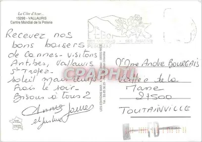 Vallauris — Côte d'Azur — Wydawca Pégomas — Rewers