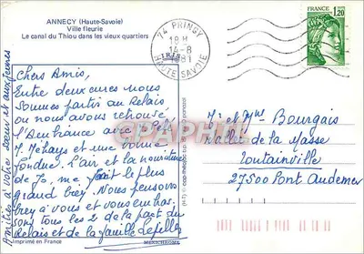 Anney (Haute-Savoie) — Il canale del Thiou nei vecchi quartieri — Stampa in Francia — Verso