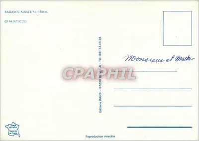 Ballon d'Alsace — wys. 1256 m — Éditions HANSI — Rewers