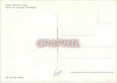 Urke, Sunnmøre, Noruega — vista sobre Norangdal e Slogen — editor Per Lystad, n° 857 — Verso