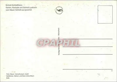 Zamek Schleißheim — Ogród, wodospad i zamek Lustheim — Wydawnictwo Herpich & Sohn, Monachium, S-5 — Rewers