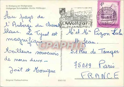 Św. Wolfganga nad jeziorem — Hotel Weißes Ross — wydawca Verlag Schönes Österreich, nr 5360/53 — Rewers