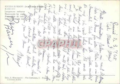 Rimini - Spacer nocny — Wydawca B. Marcaccini, nr 112 — Rewers