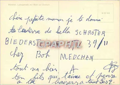 Munch, ulica Ludwigstraße z widokiem na centrum — wydawca M B 104 — Rewers