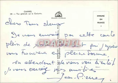 Cannes — Ogólny widok na Croisette — Wydawnictwo Art Montulet — Rewers