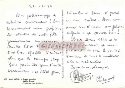 Białe różę — reprodukcja Van Gogh — wydawca Fernand Lamour, nr 635 — Rewers