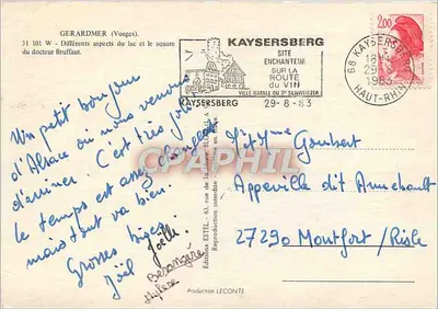 Gerardmer — widok panoramiczny i sceny z jeziora — Wydawnictwo Estel — Rewers