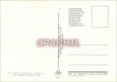 Escaldes i Andorra La Vella — panoramic view — publisher FISA, no. 3507 — Back