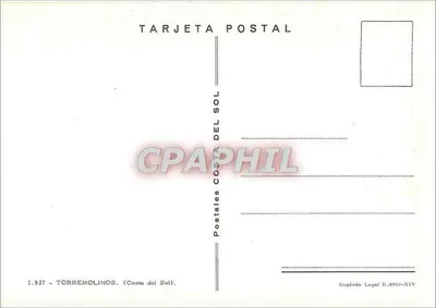 Torremolinos — plaża, zachód słońca, trzask, taniec — Postales Costa del Sol, n° 1.937 — Rewers