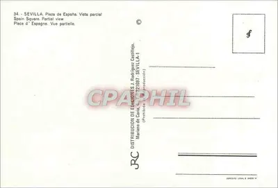 Plaza de España — vista parcial — Distribuição de Ediciones J. Rodríguez Castillejo, Sevilha — Verso