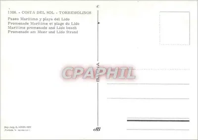 Torremolinos — plaża i paseo morski — wydawca Baena, numer 1306 — Rewers
