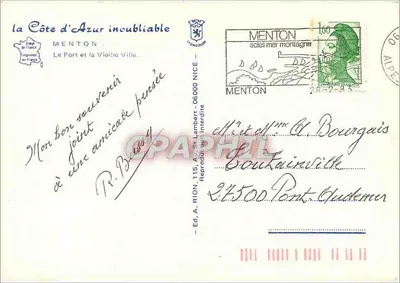 Menton — Port i Stare Miasto — Wyd. A. Rion, 115, Av. St Lambert - 06000 Nice — Rewers