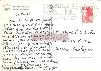 Tignes — Esqui em família — desenho Gil Spano — Verso