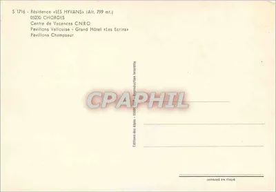 Les Hyvans — residência de férias CNRO — Éditions des Alpes — Verso