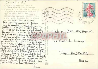 Lago do Barragem de Serre Ponçon — vista geral — editor desconhecido, n° 265 — Verso