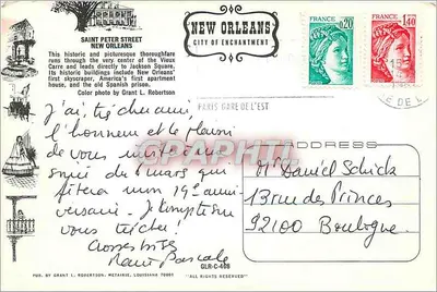 Rua Saint Peter — Nova Orleans — Pub. by Grant L. Robertson, GLR-C-468 — Verso