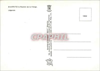 Biarritz - Le Rocher de la Vierge — Société d'Éditions 'ROY' - n°1004 — Verso
