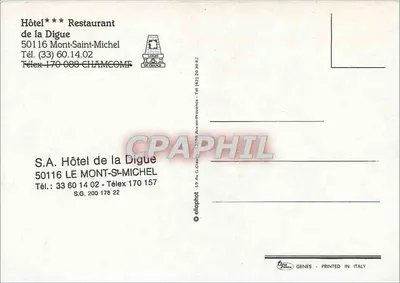 Hôtel de la Digue — Mont-Saint-Michel — éditeur eliophot — Verso