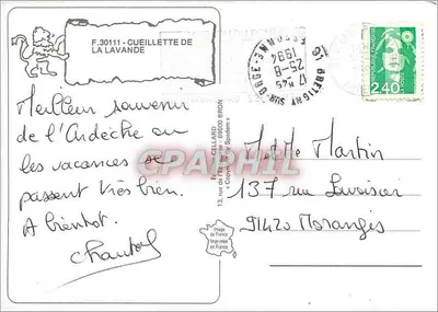Mulheres colhendo lavanda — Edição CUEILLETTE DE LA LAVANDE — F.30111 — Verso