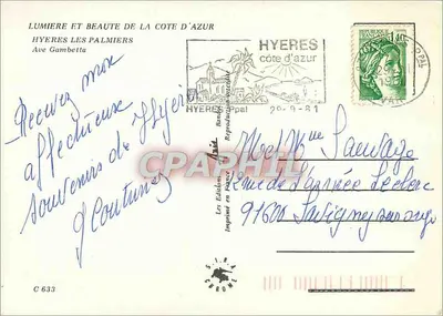 Hyères les Palmiers — widok panoramiczny — Les Éditions Chromé, n° C 633 — Rewers